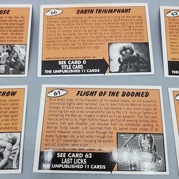 1994 Topps Mars Attacks 56-66 - 11 Cards Unpublished - Picture 11 of 16